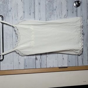 Lorraine Vintage White Lace Trim Chemise Mini Slip Sz 36 EUC